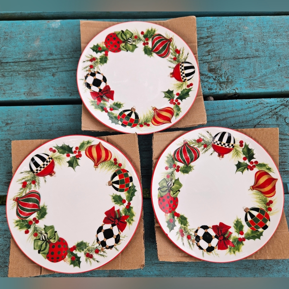 Mackenzie Childs Deck the Halls Salad Plates